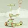 Foldable Adjustable Height Children Kick Scooter 3 in One Scooter Kids Kick Pedal Scooter with Led Lights for Kid