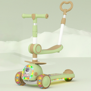 Foldable Adjustable Height Children Kick Scooter 3 in One Scooter Kids Kick Pedal Scooter with Led Lights for Kid