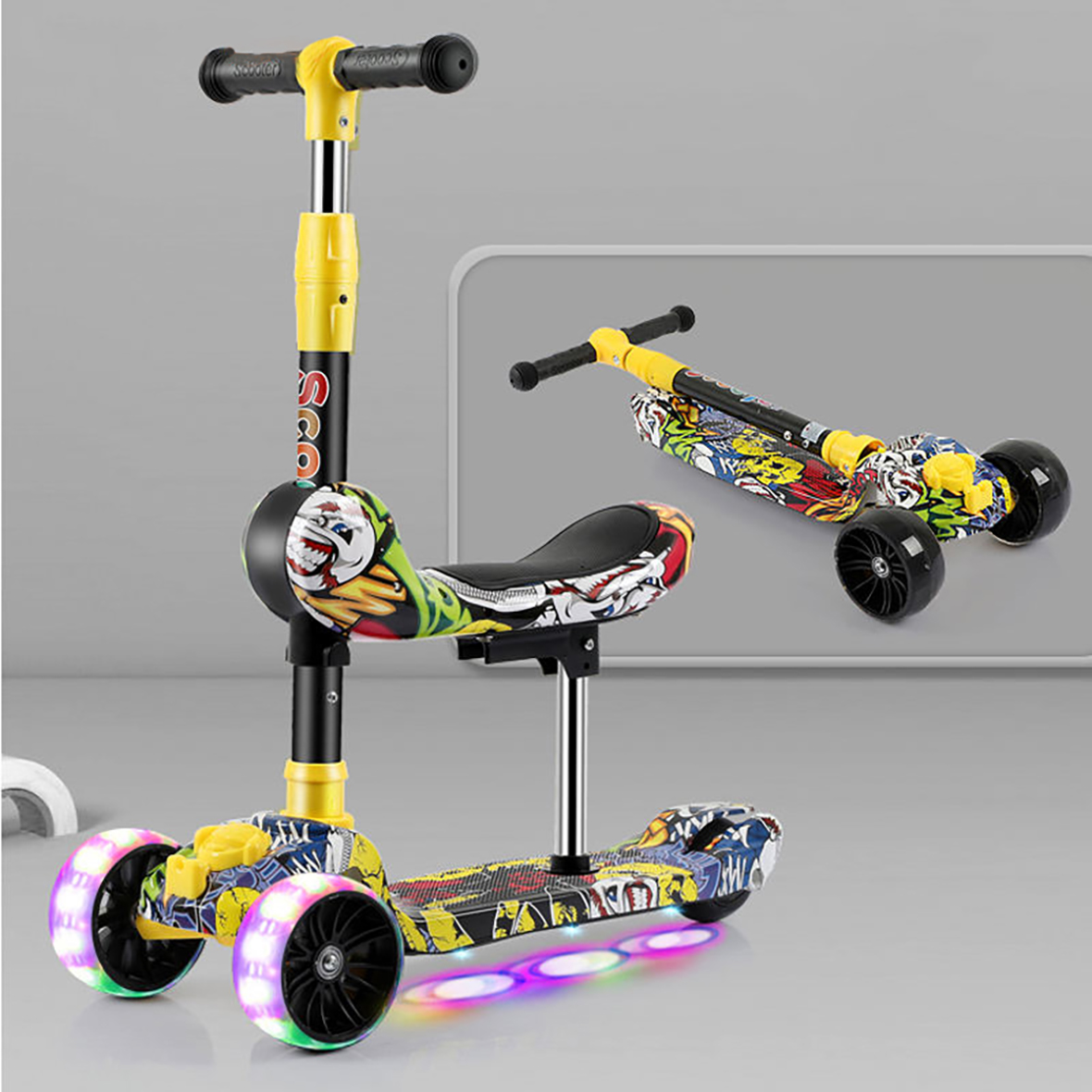 3 Year Kids' Scooters Foldable Baby Toy Scooter with Music And Light Cheap