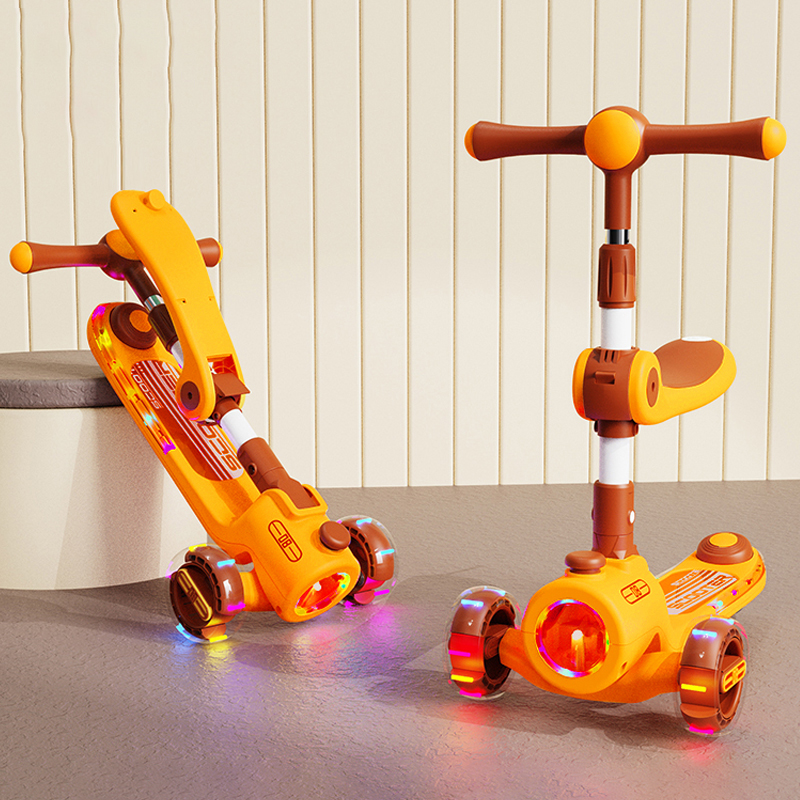 LED Light Children Scooter 3 Wheel Age 6-8 Good Price Safe 3 Wheel Durable Foot Kick Kids Scooter Girl with Seat