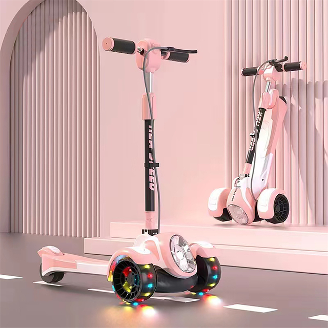 big size foldable adjustable price led flash three wheels kids children kick scooter for toddler kids age 3-8