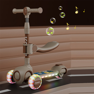 Foldable Adjustable Height Children Kick Scooter Led 3 Flashing Pu Wheels Kids Safety Scooter