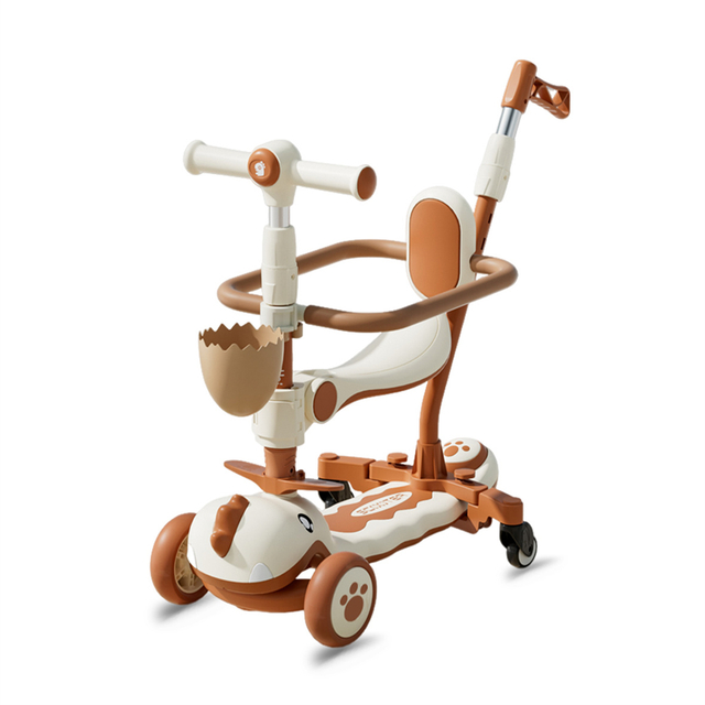 6 in 1 Adjustable Scooter Kids Flashing 3 Wheels Kids' Scooter Baby Swing Car Walker with Push Handle For Children Girls Boys Toys