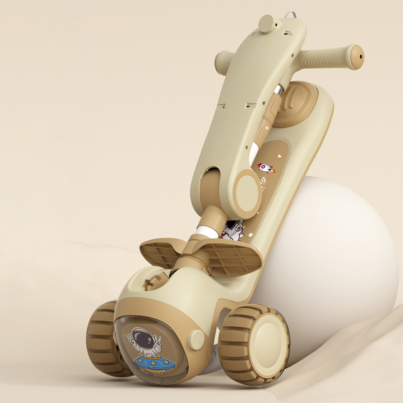 Foldable Adjustable Height Children Kick Scooter 3 in One Scooter Kids Kick Pedal Scooter with Led Lights for Kid