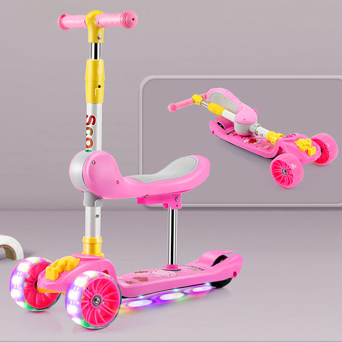 3 Year Kids' Scooters Foldable Baby Toy Scooter with Music And Light Cheap