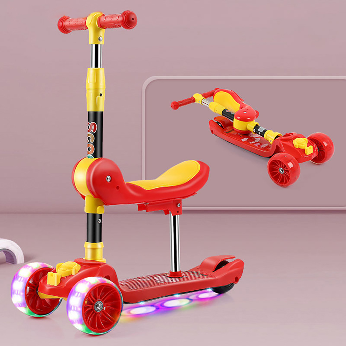 3 Year Kids' Scooters Foldable Baby Toy Scooter with Music And Light Cheap