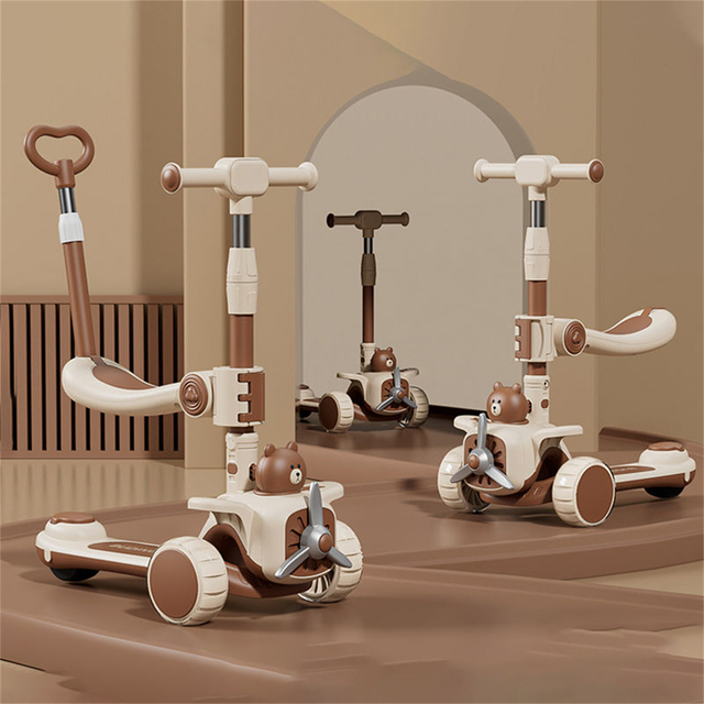 3 in 1 Pu Flashlight Wheels Push Children Scooter 3 Wheel Kid Kick Scooter Foot Scooter En14619 Approved