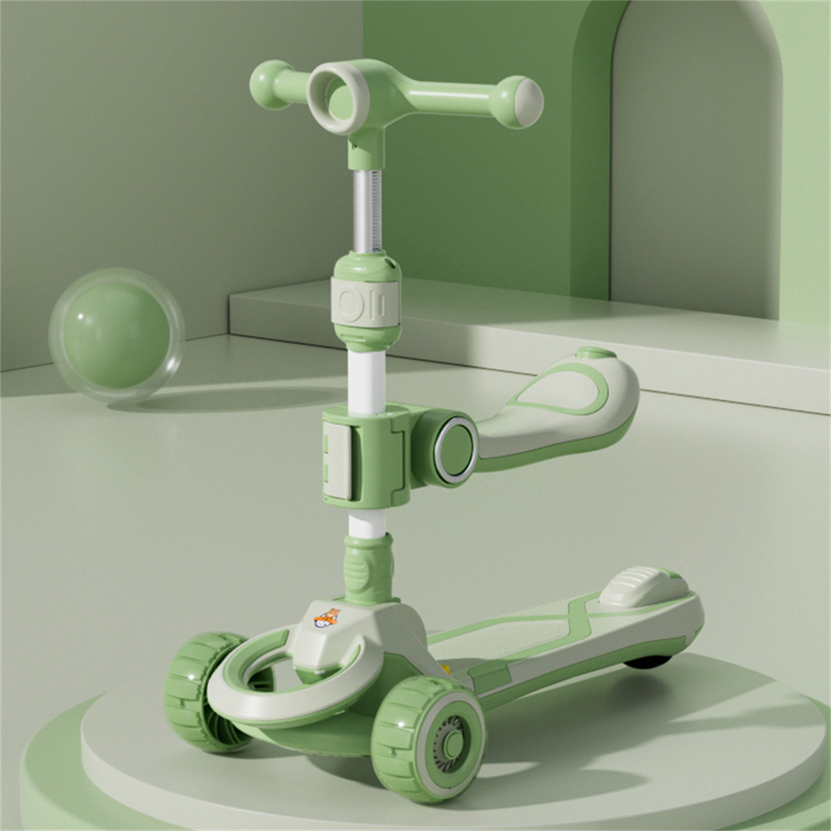 New Children's Scooters Children 2 in 1 Scooter Rotating Flashing Wheels Kids 3 Wheel Kick Scooter