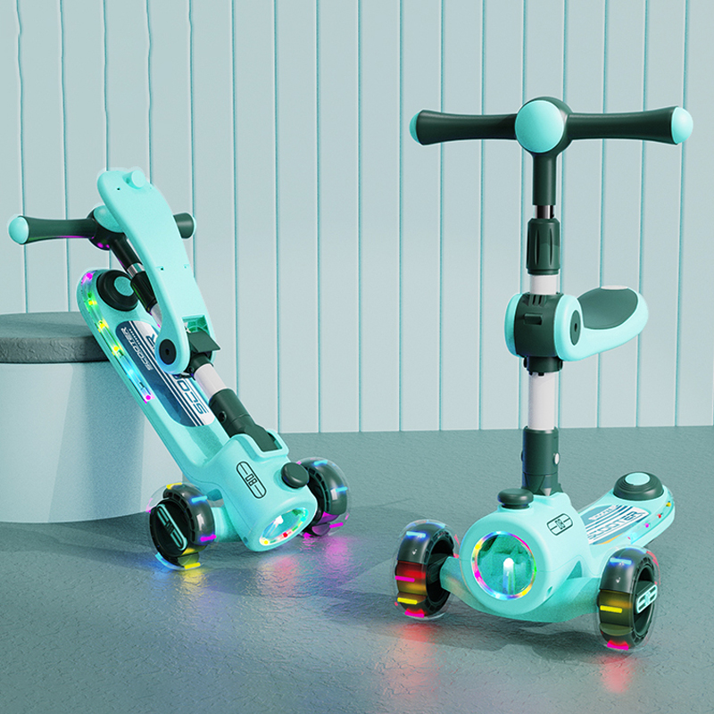 LED Light Children Scooter 3 Wheel Age 6-8 Good Price Safe 3 Wheel Durable Foot Kick Kids Scooter Girl with Seat