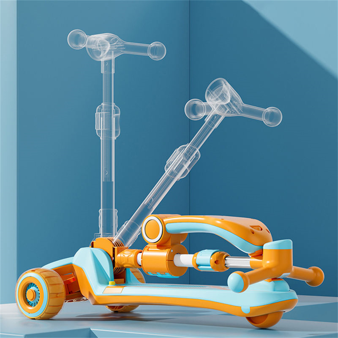 New Children's Scooters Children 2 in 1 Scooter Rotating Flashing Wheels Kids 3 Wheel Kick Scooter
