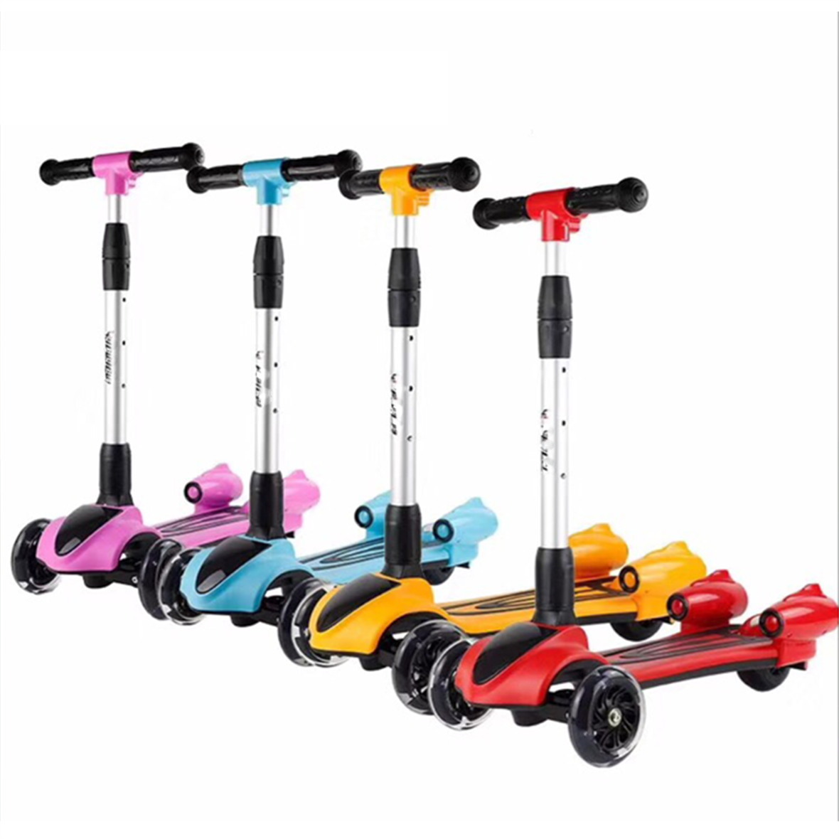 Spray Deck Widen 3 Flashing Wheels Kids Kick Scooter Foldable Children Scooter