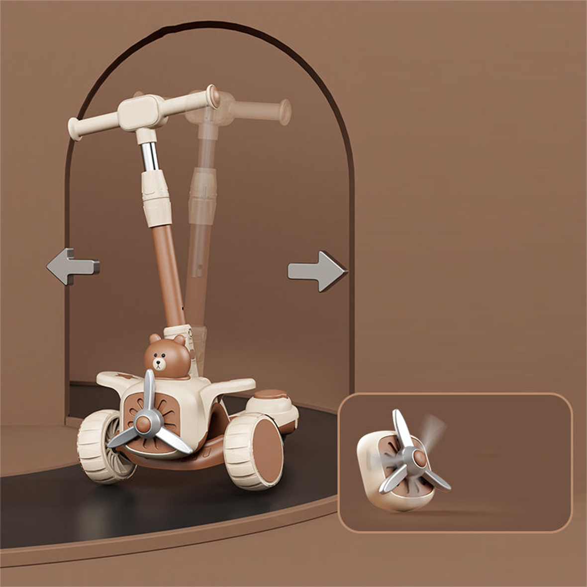 3 in 1 Pu Flashlight Wheels Push Children Scooter 3 Wheel Kid Kick Scooter Foot Scooter En14619 Approved