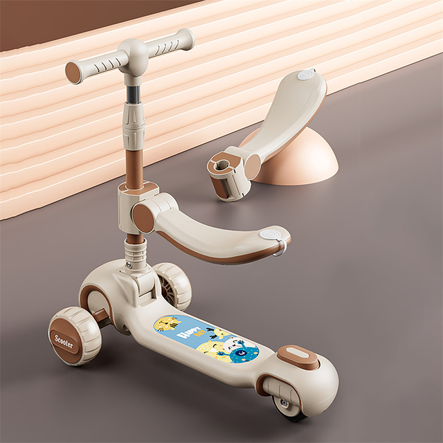 Foldable Adjustable Height Children Kick Scooter Led 3 Flashing Pu Wheels Kids Safety Scooter