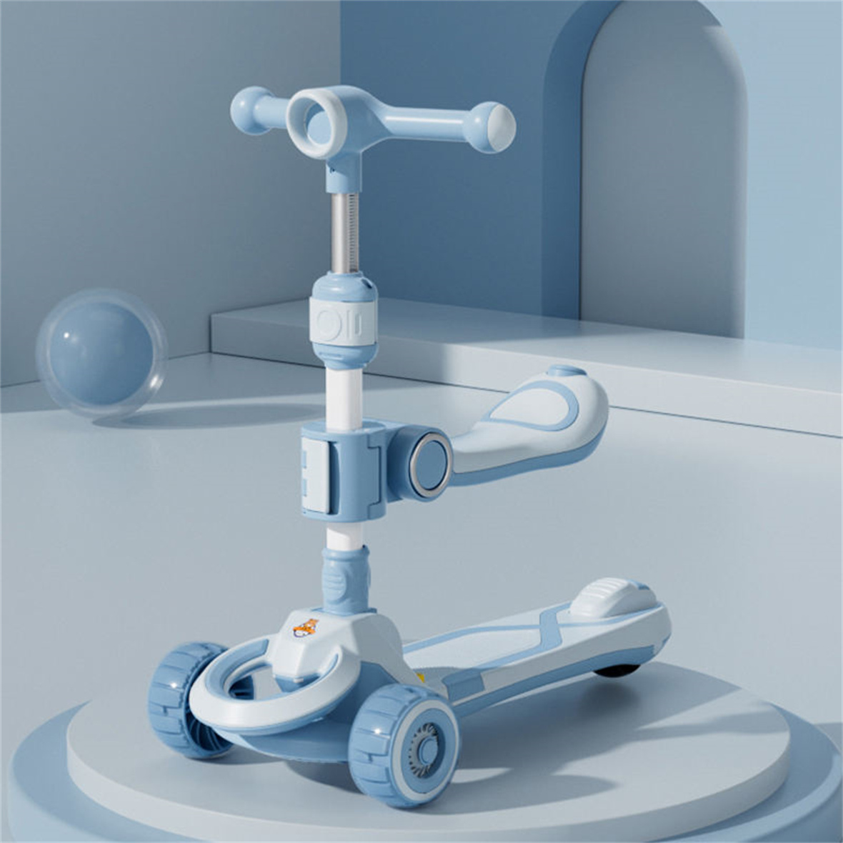 New Children's Scooters Children 2 in 1 Scooter Rotating Flashing Wheels Kids 3 Wheel Kick Scooter