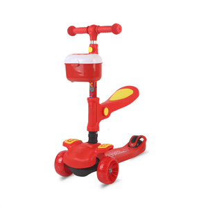 New Adjustable Baby Scooter Kid's Kick Scooter Pu Flashing Wheel Kids Folding Scooter with Seat Basket