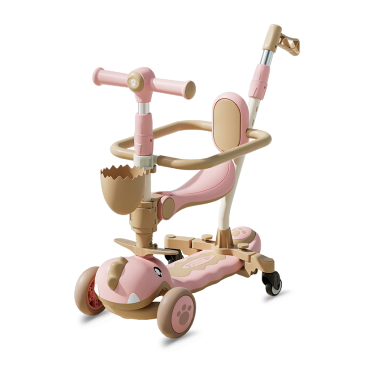 6 in 1 Adjustable Scooter Kids Flashing 3 Wheels Kids' Scooter Baby Swing Car Walker with Push Handle For Children Girls Boys Toys