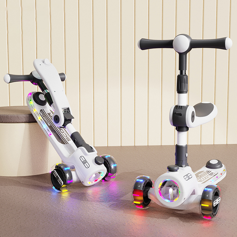 LED Light Children Scooter 3 Wheel Age 6-8 Good Price Safe 3 Wheel Durable Foot Kick Kids Scooter Girl with Seat