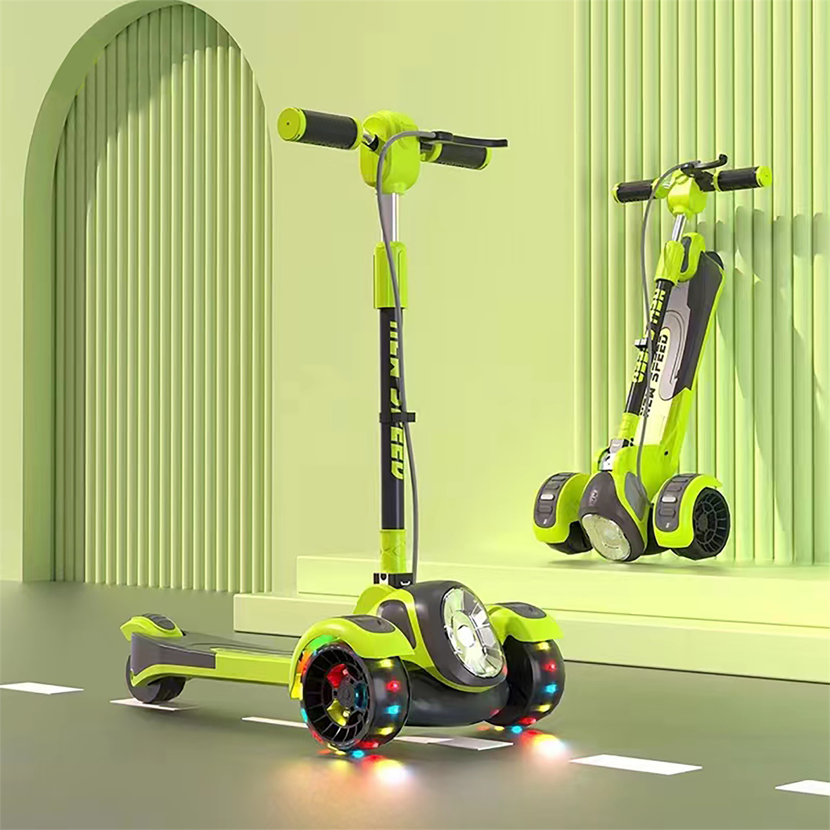big size foldable adjustable price led flash three wheels kids children kick scooter for toddler kids age 3-8